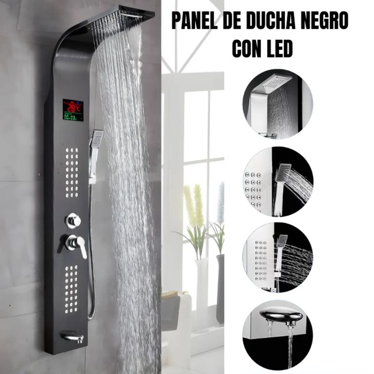 COLUMNA DE DUCHA IGUAZÚ LED INOXIDABLE NEGRO