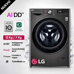 LG - Lavaseca LG 12 Kg De Carga Frontal WD12BVC2S6C Color Negro Acero