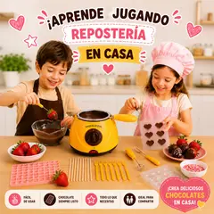 GENERICO - Mini Olla Chocolatera Electrica con 7 Moldes y Accesorios Amarillo