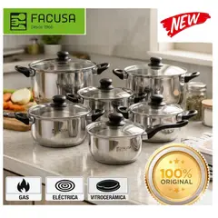 FACUSA - FACUSA SET DE OLLAS DE 12 PIEZAS - ACERO INOXIDABLE