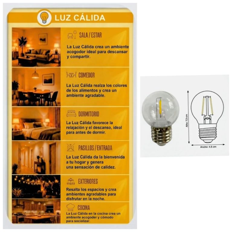 FOCO LED VINTAGE G45 E27 2W LUZ CÁLIDA CLEAR CAJA X6 UNID ORANGE PACK X2