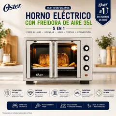 OSTER - Horno Eléctrico Oster 35L con Freidora de Aire 5 en 1 Puerta Francesa Acero Inoxidable