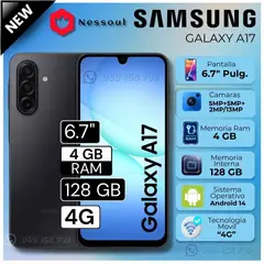 SAMSUNG - Celular Samsung A17 4GB RAM 128GB  6.7"  Pulg. Android 14 - Negro