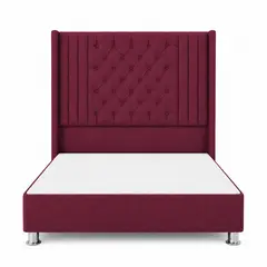 GENERICO - Cama Tapizada Confort Aurora Capitoné Cromo Guinda 2 Plz