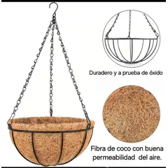 PLASTIMACETA - MACETA COLGANTE DE METAL CON FIBRA DE COCO de  30 cm.