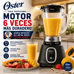 OSTER - Licuadora Oster BLSTBPST Serie Profesional 1.5L 700W Acople Metálico Trituradora de Hielo Negra