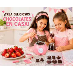 GENERICO - Mini Olla Chocolatera Electrica con 7 Moldes y Accesorios Rosado