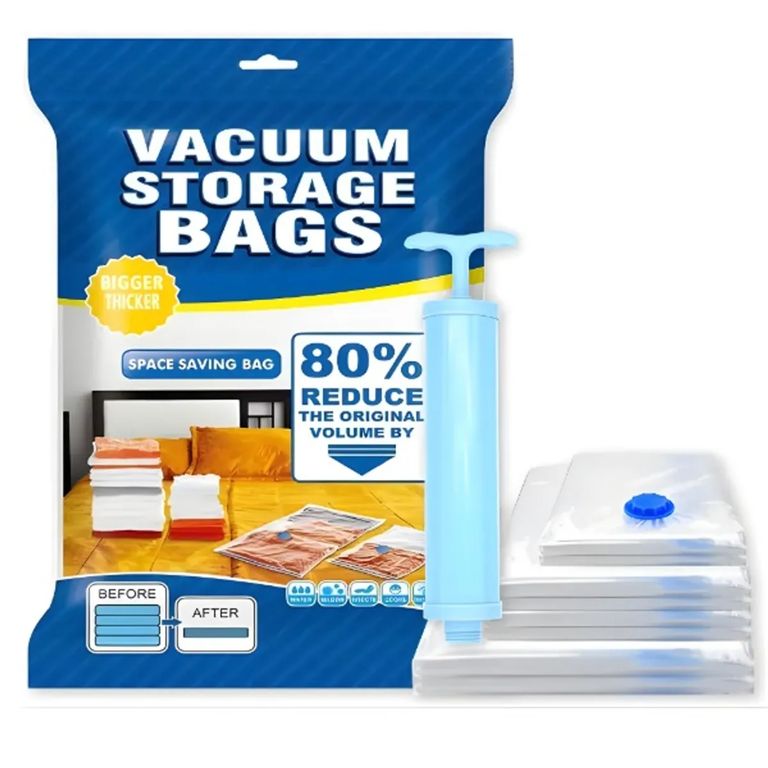 Set de 5 Bolsa Organizadora Hermatica al Vacio con Extractor de Aire Manual
