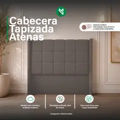 MUEBLES MACRUMO - Cabecera Alta Atenas Brazo Recto de 2 Plz - Beige Oscuro