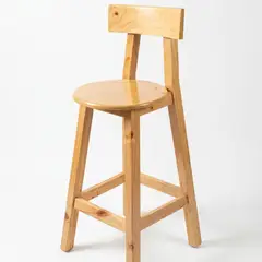 START FG - Silla Alta de Madera Pino Color Natural 95 cm – Estilo Bar con Respaldo