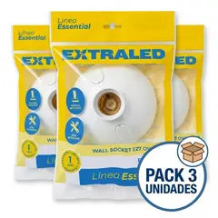 EXTRALED - Pack x3 Wall Socket E27 Essential Oval Extraled - Incluye Accesorios de Fijación