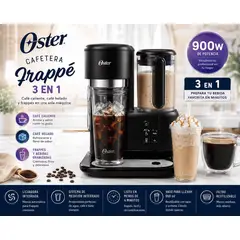 OSTER - Cafetera Frappé Oster BVSTDC03B 3 en 1 Con Licuadora Integrada 900W Vaso 650ml