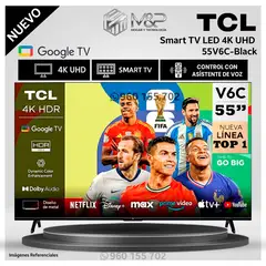 TCL - Televisor TCL 55 LED 4K UHD 55V6C Google TV - Modelo Nuevo