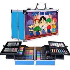 GENERICO - Set de Arte Maleta de Aluminio 132 Piezas touch y dual K-POP