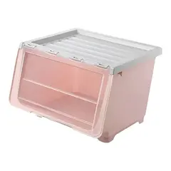 WELL BEING - Set de 2 Cajas Organizadoras Apilables de Gran Capacidad con Puerta Frontal – Color Rosa
