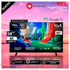 TCL - Televisor TCL 98" Qled Premium 98A400 4k Ultra HD Google TV - 144 Hz - Modelo Nuevo