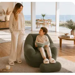 GENERICO - PUFFS SOFA PARA NIÑOS CON REPOSAPIES SILLON DORMITORIO SALA TERRAZA DE POLIESTIRENO