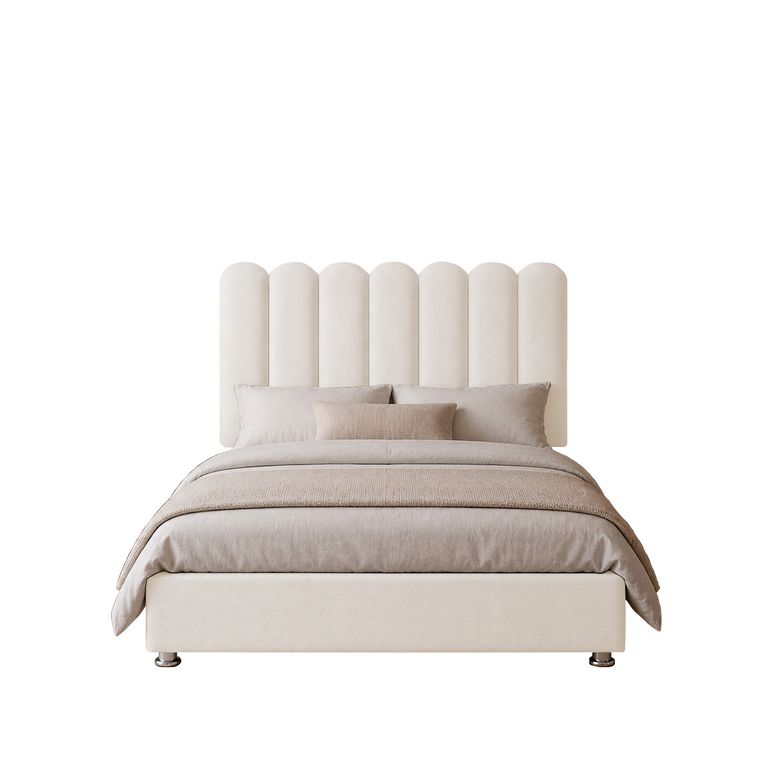 Cama tapizada Ginebra - 1.5 Plz - Color Blanco Ivory