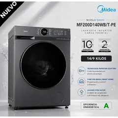 Midea - MF200D140WBT-PE - Lavaseca Inverter Carga Frontal Titanium 14Kg  9Kg Midea