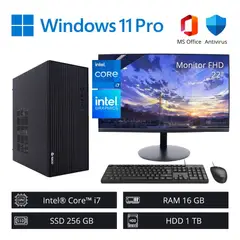 INTEL - Computadora PC Intel ci7 3,90 GHz 16GB RAM 256GB SSD 1TB HDD + Monitor 22" FHD