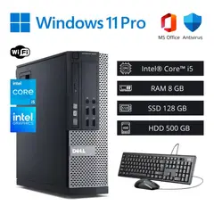 Dell - Computadora PC Dell Optiplex Intel Core i5 3,30 GHz 8GB RAM 128GB SSD 500GB HDD WiFi - Refurbished