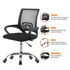 GENERICO - SILLA DE OFICINA  ERGONOMICA NEGRO  MOD ATLANTIS