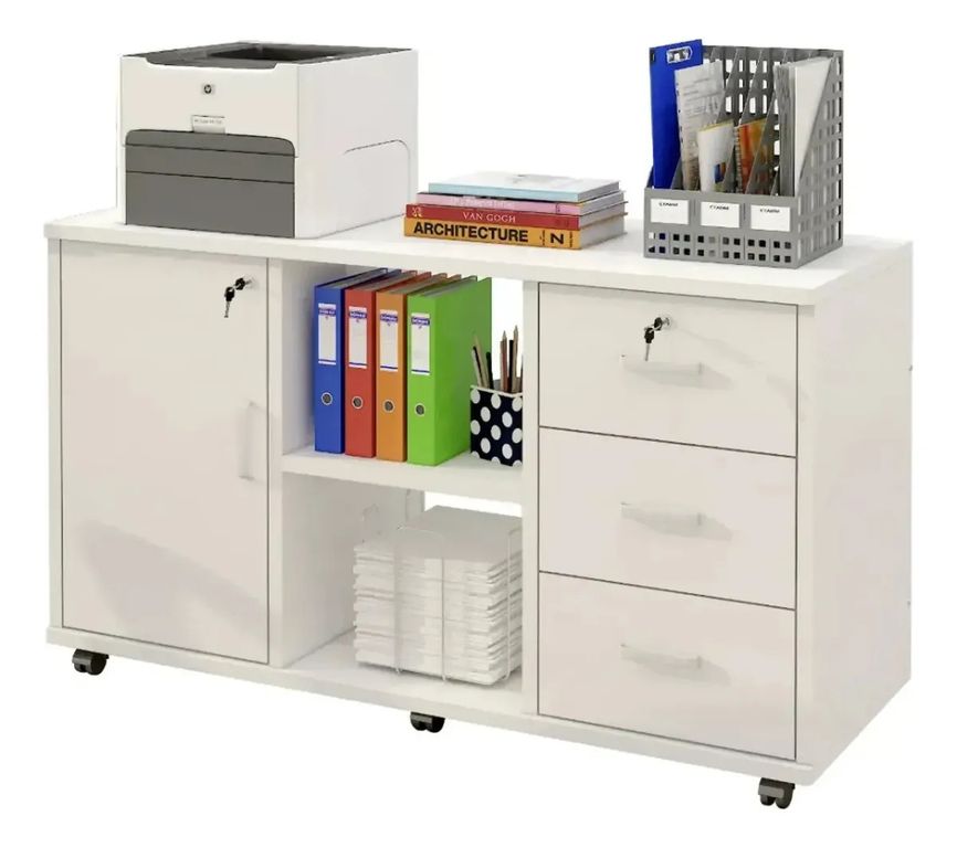Mueble De Oficina Cajonera Gabinete Con Llave Con Rueda