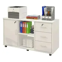 ANYHOGAR - Mueble De Oficina Cajonera Gabinete Con Llave Con Rueda