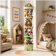 GENERICO - Estante Organizador de Peluches y Juguetes Multiusos Diseño Torre 4 Niveles - Verde - M