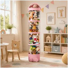 GENERICO - Estante Organizador de Peluches y Juguetes Multiusos Diseño Torre 4 Niveles - Rosa - M
