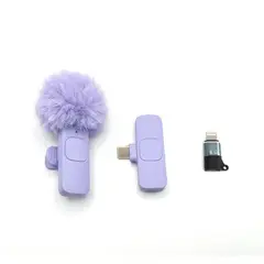KUZLER - Micrófono Inalámbrico Lila Tipo C + Adaptador iPhone