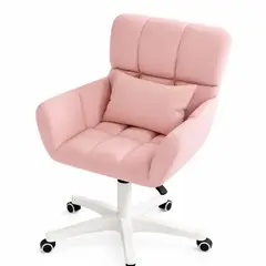 GENERICO - Silla De Tocador Acolchada Cojín Lumbar Altura Ajustable Giratoria 360° Dormitorio Hogar 190418-2
