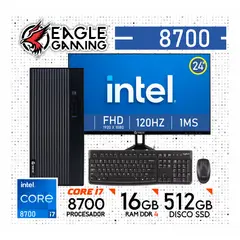 INTEL - Computadora PC Intel Core i7 8700 RAM 16GB SSD 512GB Monitor 24 FHD.