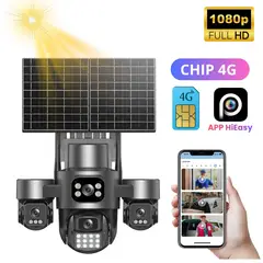 SEISA - Camara Seguridad Solar con Chip 4G PTZ 4 Lentes 2 Paneles Solares Vigila  Monitoria desde Celular