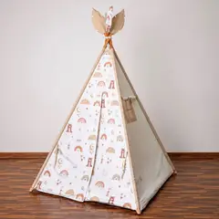 EL TEPEE - Carpa o tipi estilo indio color Beigh claro con diseños El Tepee