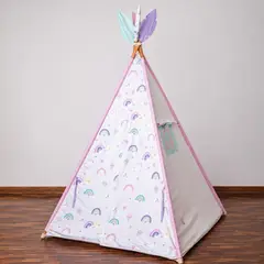 EL TEPEE - Carpa o tipi estilo indio color rosa y lila con diseño, El Tepee