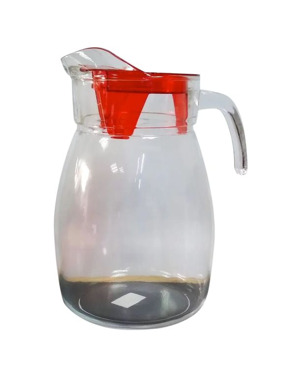 Jarra de vidrio con tapa de plástico roja Máncora 2.8 L Ichimatsu