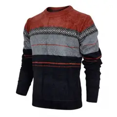 GENERICO - Chompa Tejida Hombre Afelpada Importada Cuello Redondo Abrigadora Invierno Premium