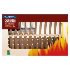 TRAMONTINA - Juego de Cubiertos Tramontina para Asado por 12 Piezas Tradicional