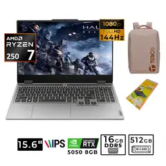 LENOVO - Laptop LOQ 15AHP10 AMD Ryzen 7 250, RTX 5050 8GB, 16GB RAM, 512GB SSD, 15.6" FHD 144HZ,