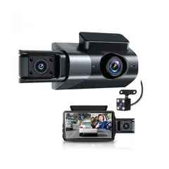 GENERICO - Cámara Vehicular Dash Cam 1296p 3 lentes Pantalla 3" Auto carro