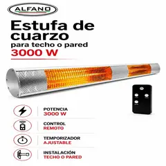 Alfano - Estufa de cuarzo para techo o pared 3000 W