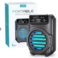 SUPER - Mini Parlante Bluetooth 3 Portátil con Luces LED  Sonido Potente  Batería Recargable USB  Negro