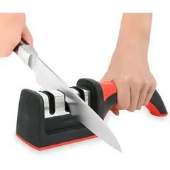 GENERICO - Afilador Manual de Cuchillos de 3 Etapas con Mango Ergonómico 20 cm
