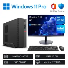 INTEL - Computadora PC Intel Core i7 3,90 GHz 16GB RAM 500GB SSD + Monitor 22" FHD