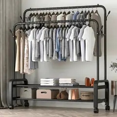 GENERICO - Perchero Organizador MULTIFUNCIONAL 2 En 1 con Repisas y Ruedas VL-YP-610 88kg
