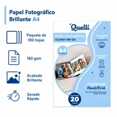 LIDEART - Papel Fotográfico Brillante A4 180g Handi Print 100 Hojas
