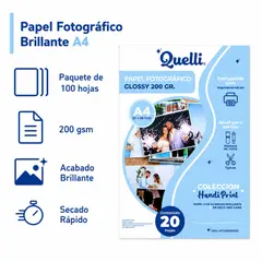 LIDEART - Papel Fotográfico Brillante A4 200g Handi Print 100 Hojas