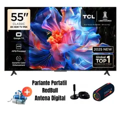 TCL - Televisor 55'' TCL UHD 4K Google TV 55P6K 2025 + Ant + Parlante Portatil RedBull