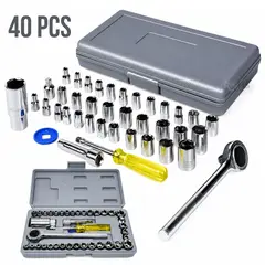 OEM - Juego De Dados Y Herramientas Con Llave Ratchet Y Estuche 40 Piezas